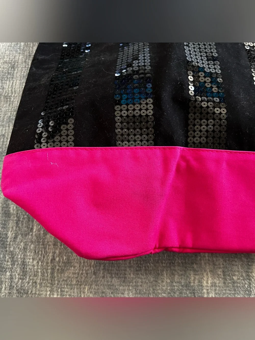 [Sold] Victoria's Secret Black and Hot Pink Sequin Beach Bag